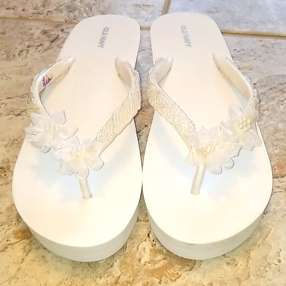 White wedding flip flips